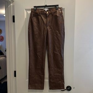 Brown faux leather pants